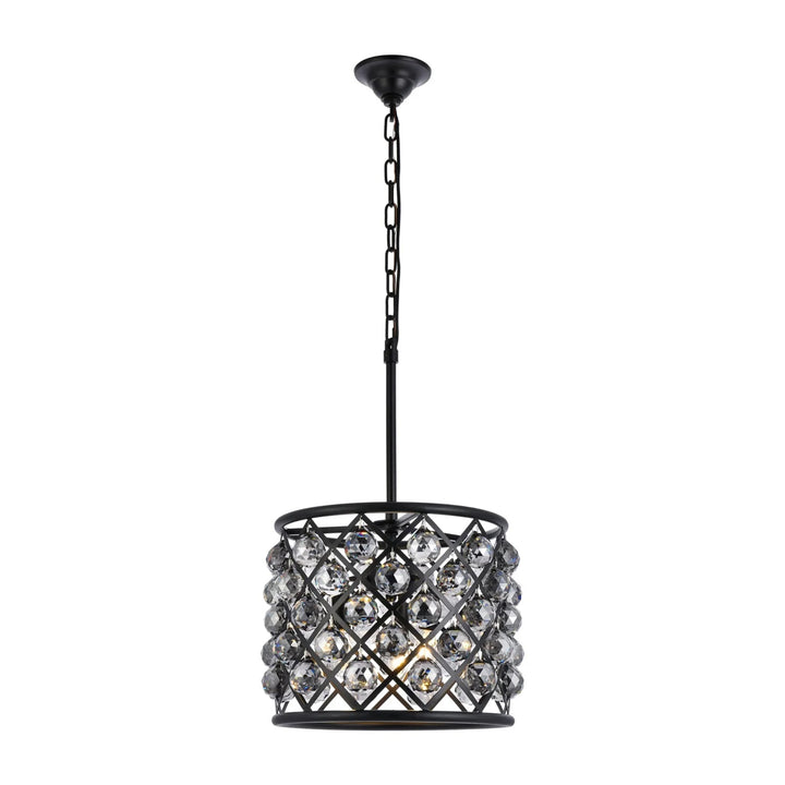 4 light Matte Black Pendant Silver Shade (Grey) Royal Cut Crystal - View 3 - Joshua Marshal