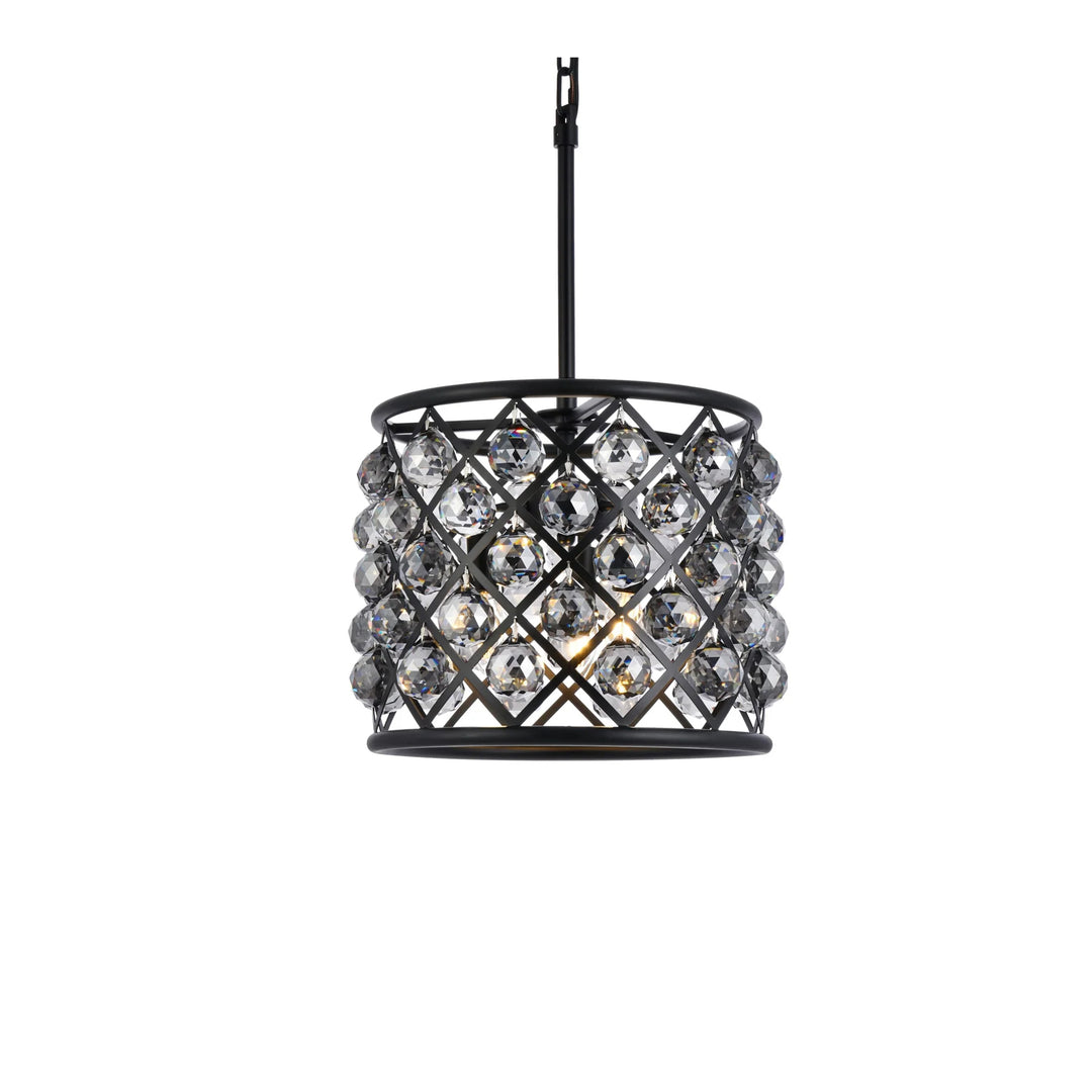 4 light Matte Black Pendant Silver Shade (Grey) Royal Cut Crystal - View 4 - Joshua Marshal