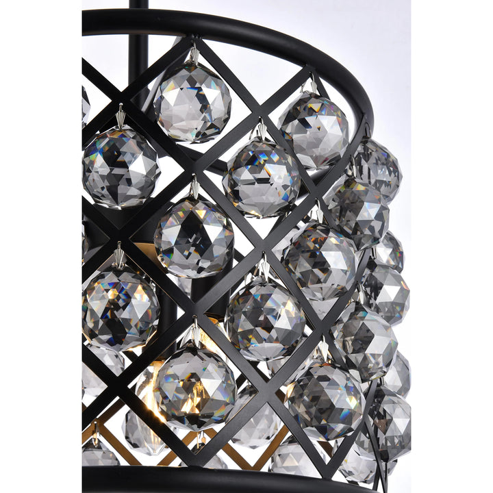 4 light Matte Black Pendant Silver Shade (Grey) Royal Cut Crystal - View 5 - Joshua Marshal