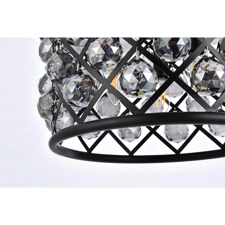 4 light Matte Black Pendant Silver Shade (Grey) Royal Cut Crystal - View 6 - Joshua Marshal