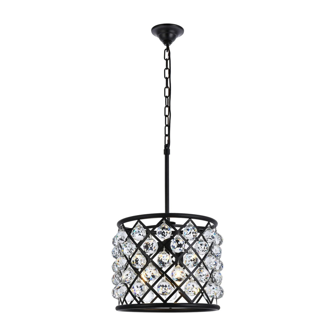 4 light Matte Black Pendant Clear Royal Cut Crystal - View 3 - Joshua Marshal
