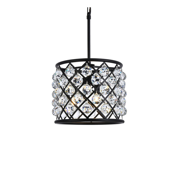 4 light Matte Black Pendant Clear Royal Cut Crystal - View 4 - Joshua Marshal