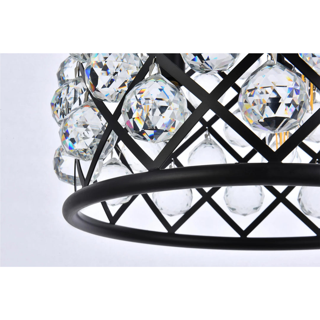 4 light Matte Black Pendant Clear Royal Cut Crystal - View 6 - Joshua Marshal