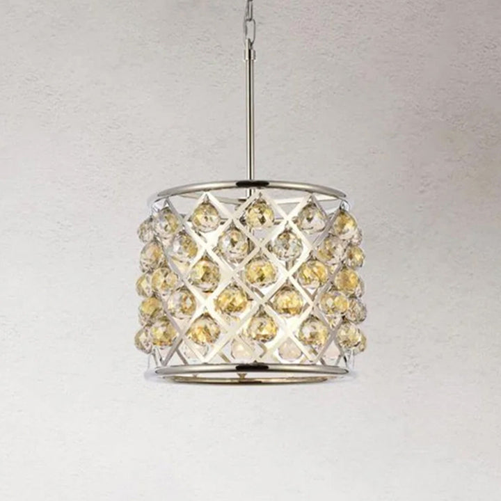 4 light polished nickel Pendant Golden Teak (Smoky) Royal Cut Crystal Polished Nickel Finish - LIGHTING by Joshua Marshal