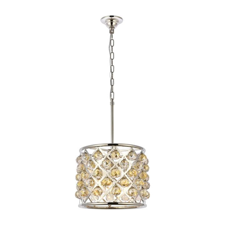 4 light polished nickel Pendant Golden Teak (Smoky) Royal Cut Crystal - View 3 - Joshua Marshal