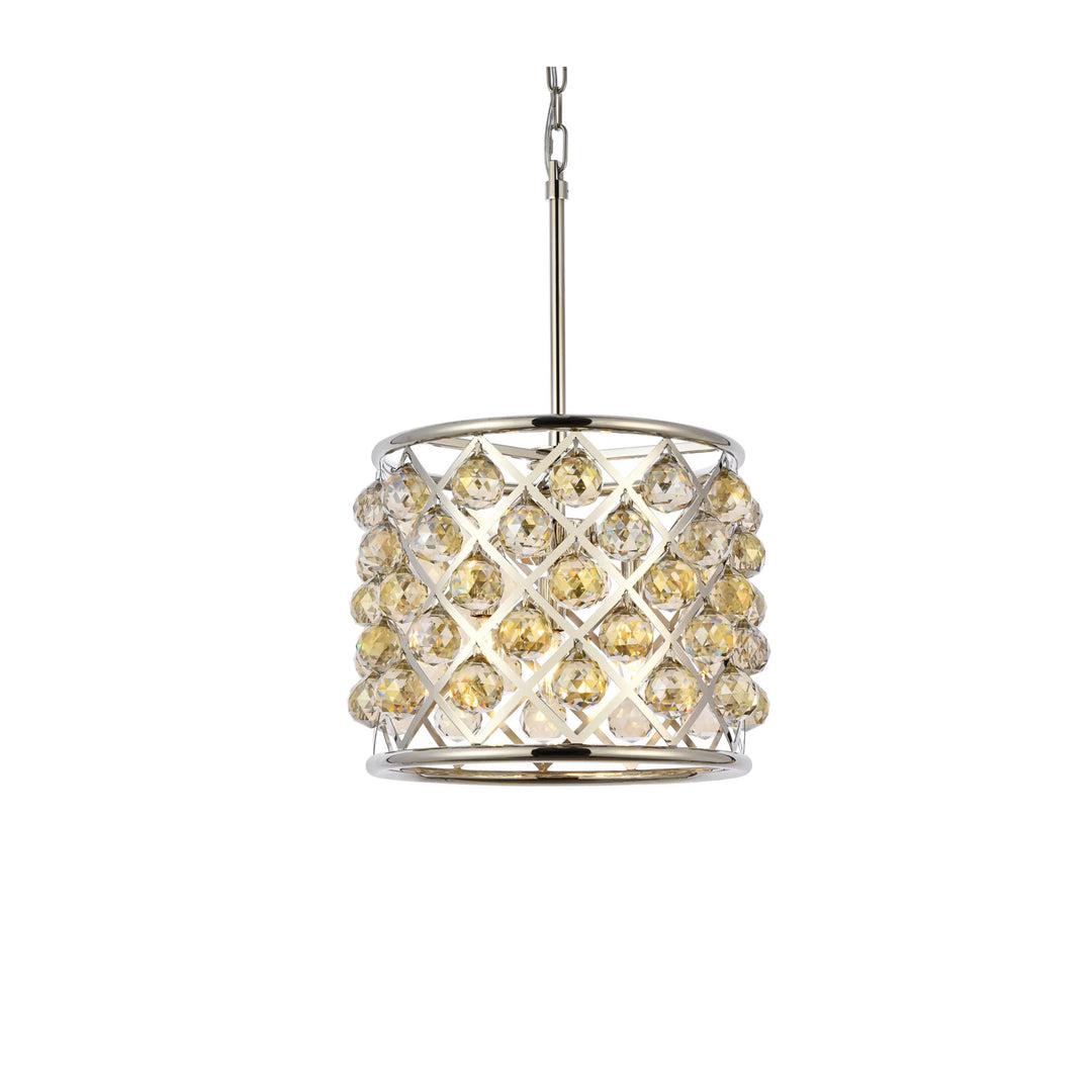 4 light polished nickel Pendant Golden Teak (Smoky) Royal Cut Crystal - View 4 - Joshua Marshal
