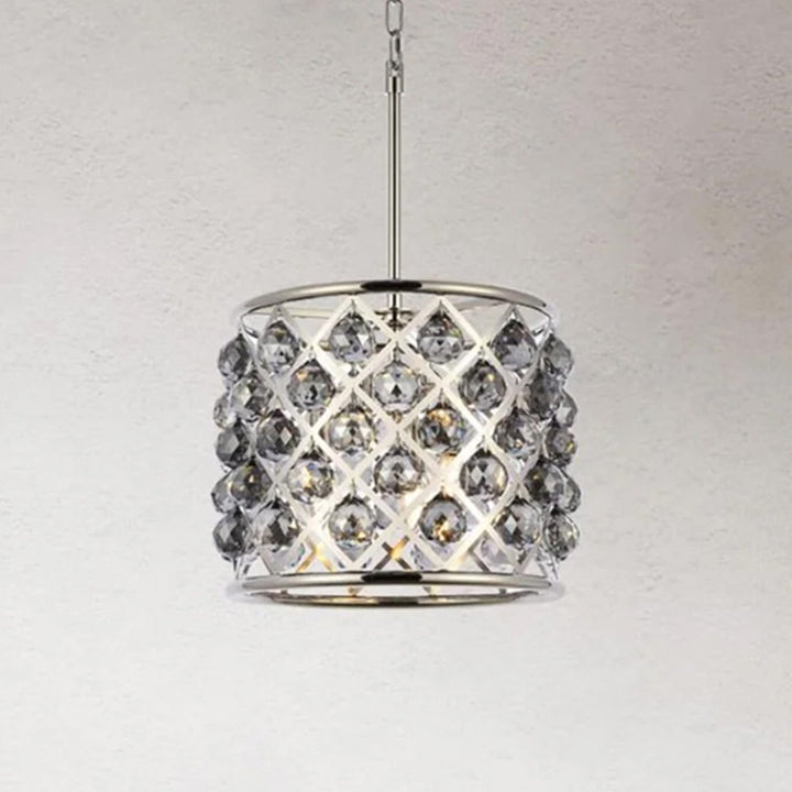 4 light polished nickel Pendant Silver Shade (Grey) Royal Cut Crystal Polished Nickel Finish - LIGHTING by Joshua Marshal