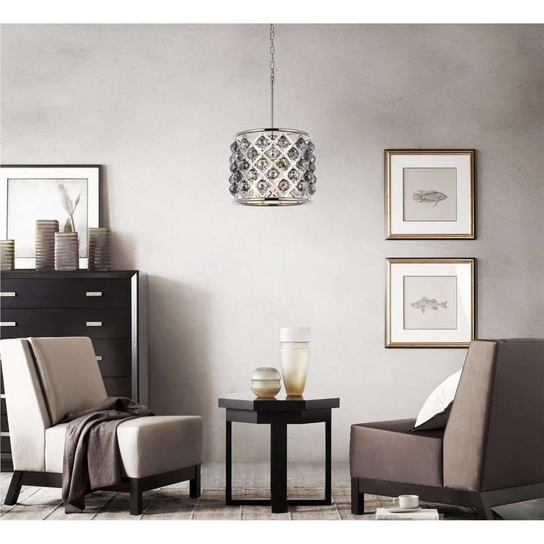 4 light polished nickel Pendant Silver Shade (Grey) Royal Cut Crystal - View 2 - Joshua Marshal