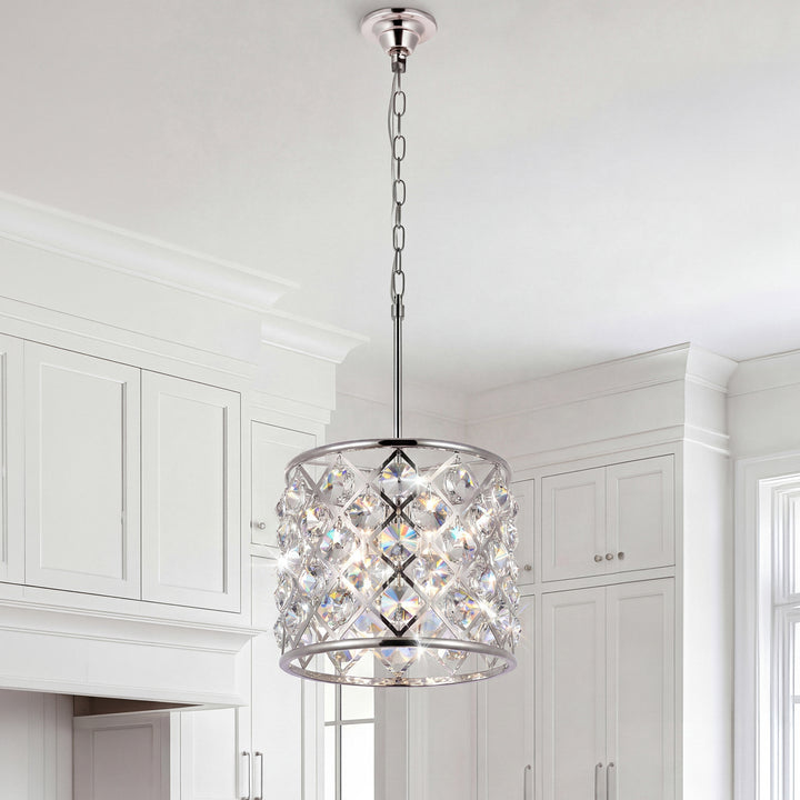 4 light polished nickel Pendant Clear Royal Cut Crystal Polished Nickel Finish - LIGHTING by Joshua Marshal