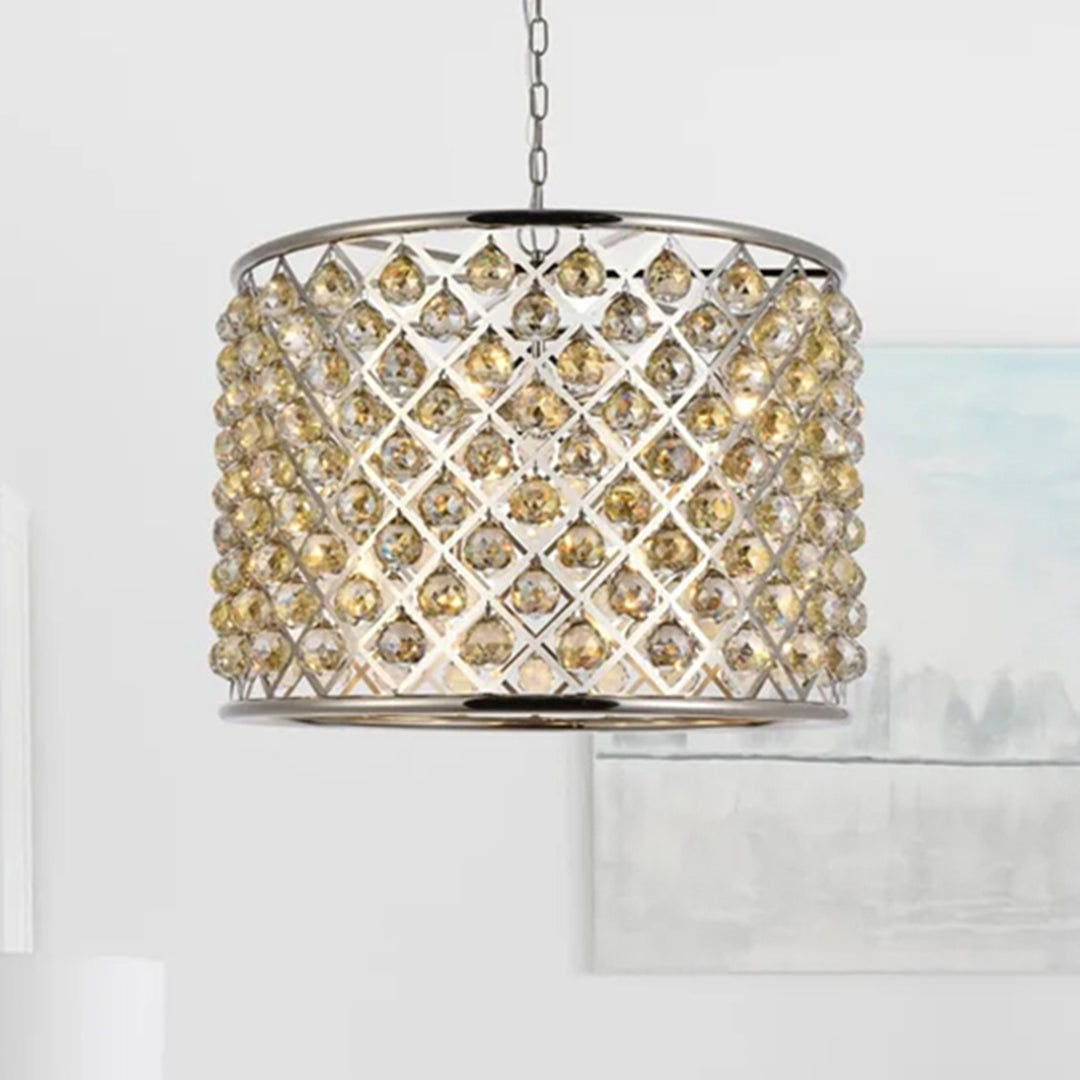 8 light polished nickel Chandelier Golden Teak (Smoky) Royal Cut Crystal Polished Nickel Finish - LIGHTING by Joshua Marshal