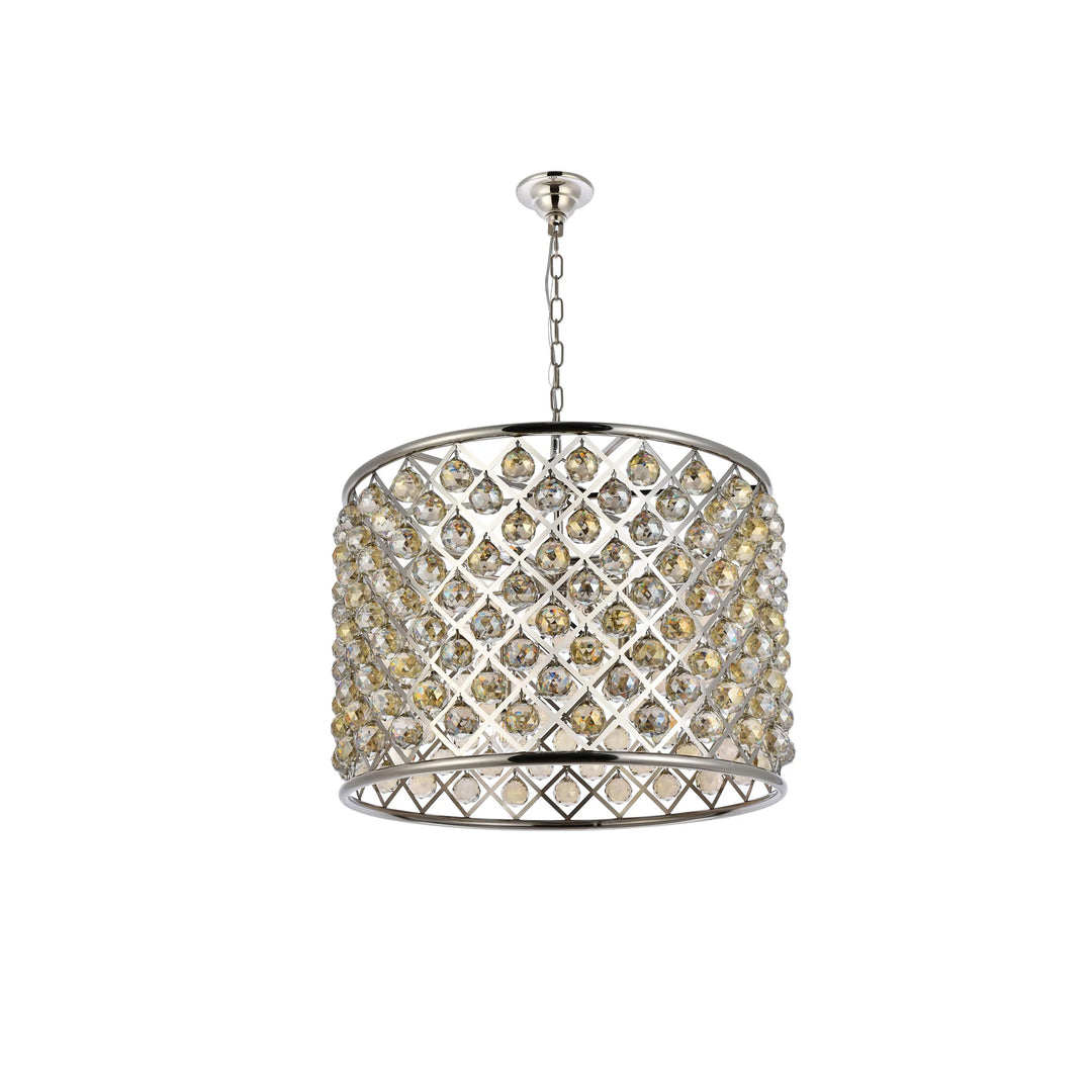 8 light polished nickel Chandelier Golden Teak (Smoky) Royal Cut Crystal - View 4 - Joshua Marshal