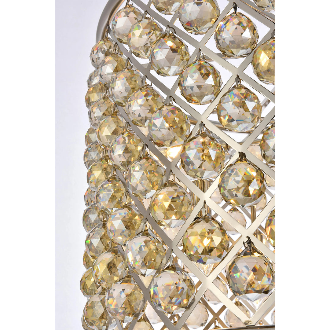 8 light polished nickel Chandelier Golden Teak (Smoky) Royal Cut Crystal - View 5 - Joshua Marshal
