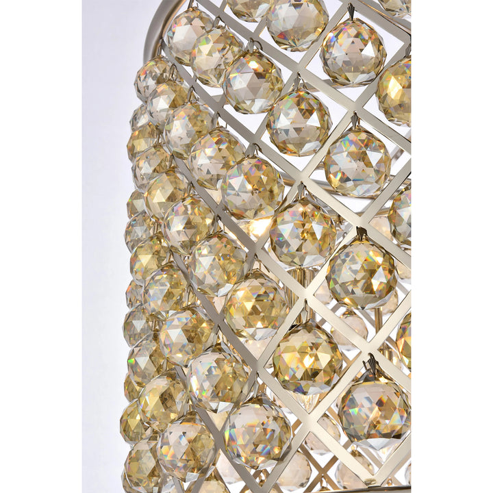 8 light polished nickel Chandelier Golden Teak (Smoky) Royal Cut Crystal - View 5 - Joshua Marshal