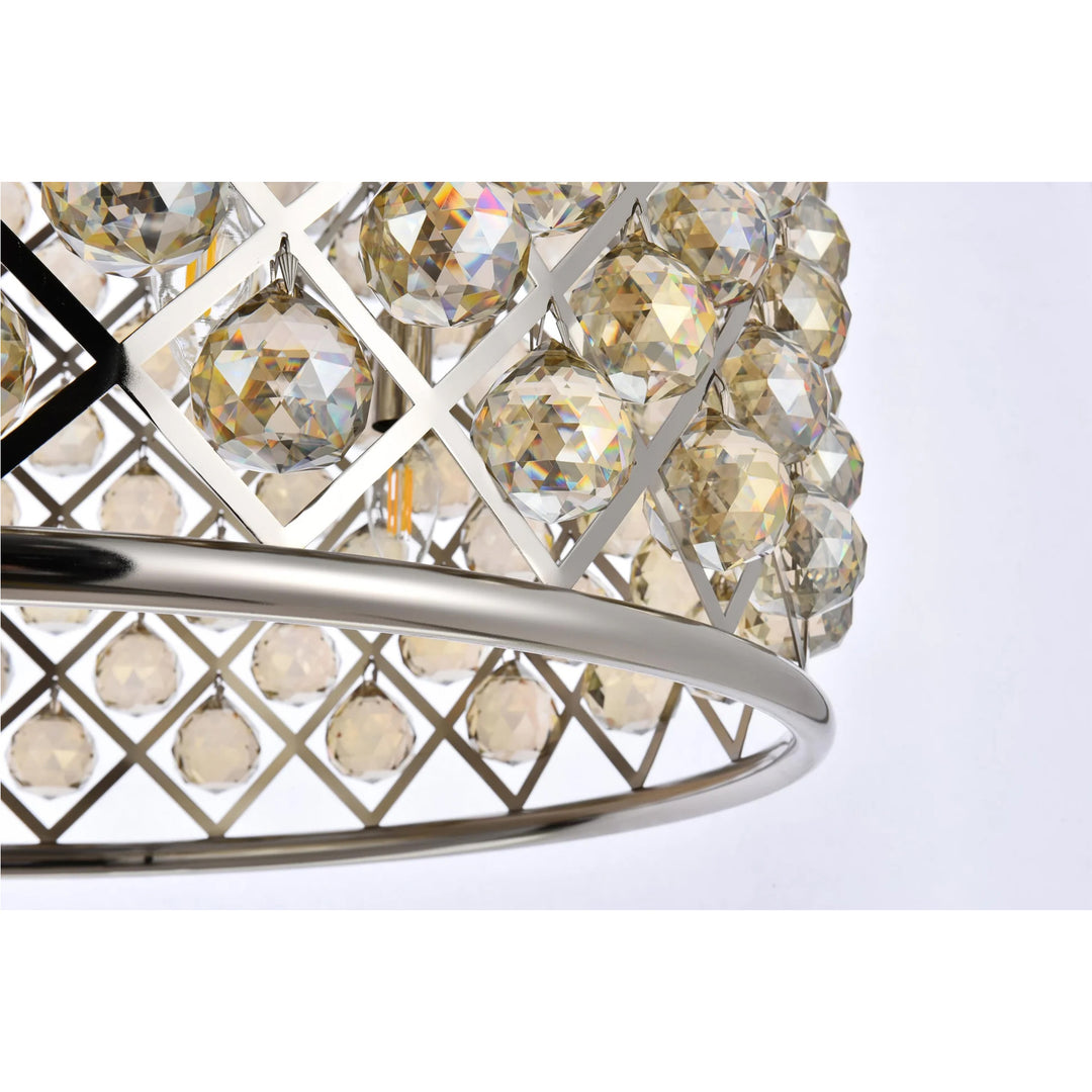 8 light polished nickel Chandelier Golden Teak (Smoky) Royal Cut Crystal - View 6 - Joshua Marshal
