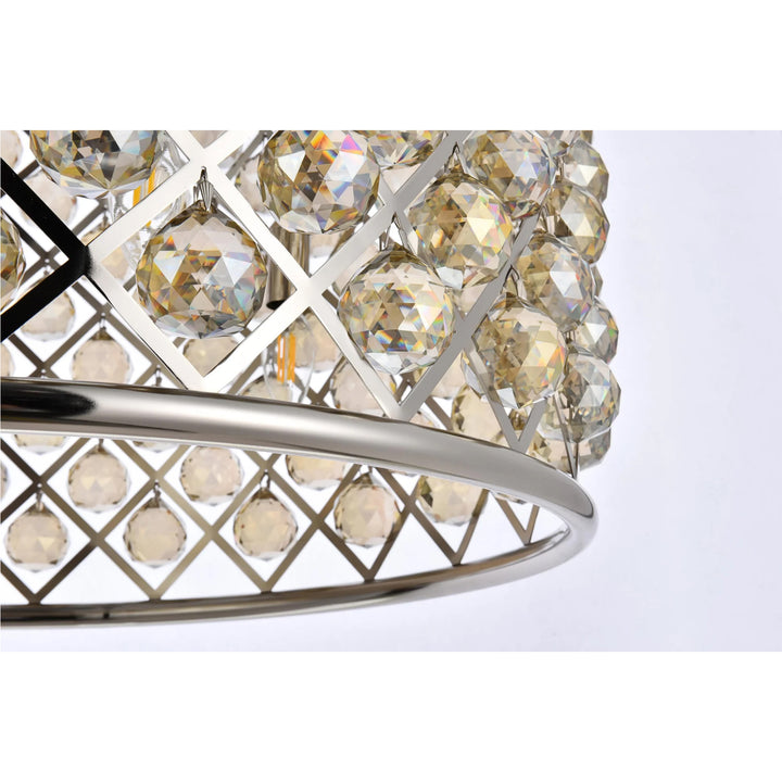 8 light polished nickel Chandelier Golden Teak (Smoky) Royal Cut Crystal - View 6 - Joshua Marshal
