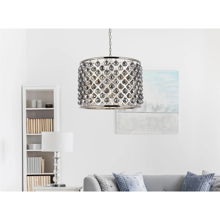 8 light polished nickel Chandelier Silver Shade (Grey) Royal Cut Crystal - View 2 - Joshua Marshal