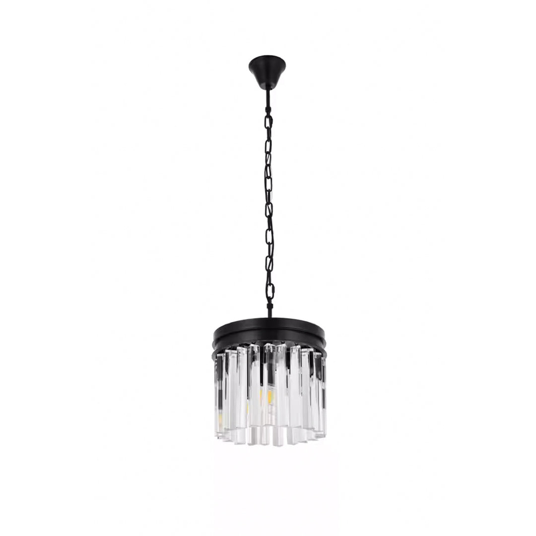 3 light Matte Black Pendant Clear Royal Cut Crystal - View 3 - Joshua Marshal