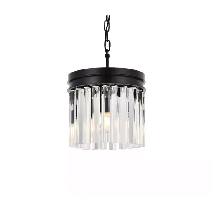 3 light Matte Black Pendant Clear Royal Cut Crystal - View 4 - Joshua Marshal