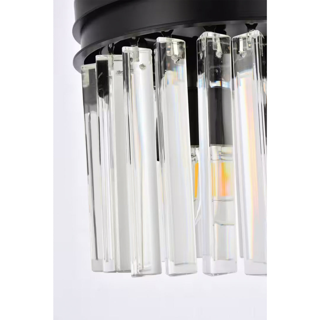 3 light Matte Black Pendant Clear Royal Cut Crystal - View 5 - Joshua Marshal