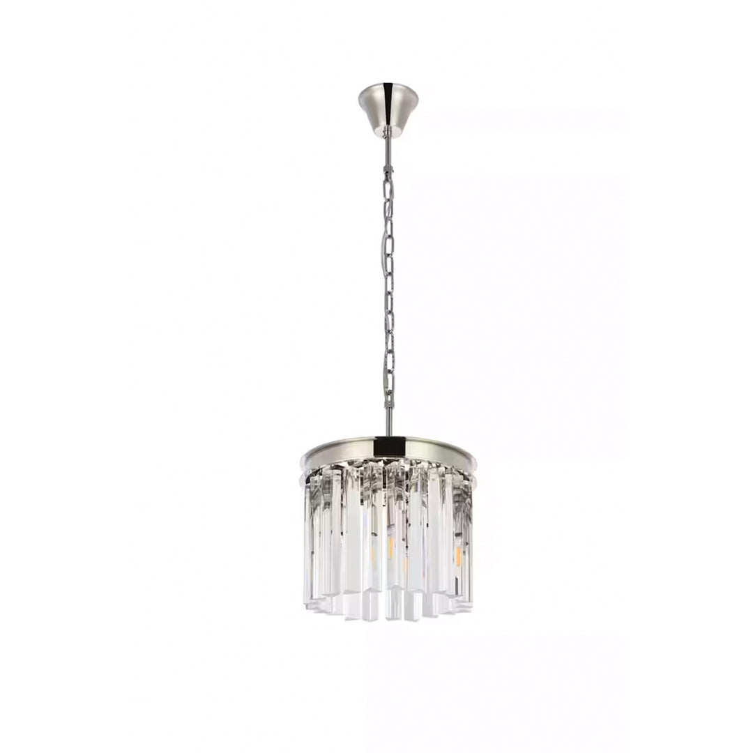 3 light polished nickel Pendant Clear Royal Cut Crystal - View 3 - Joshua Marshal