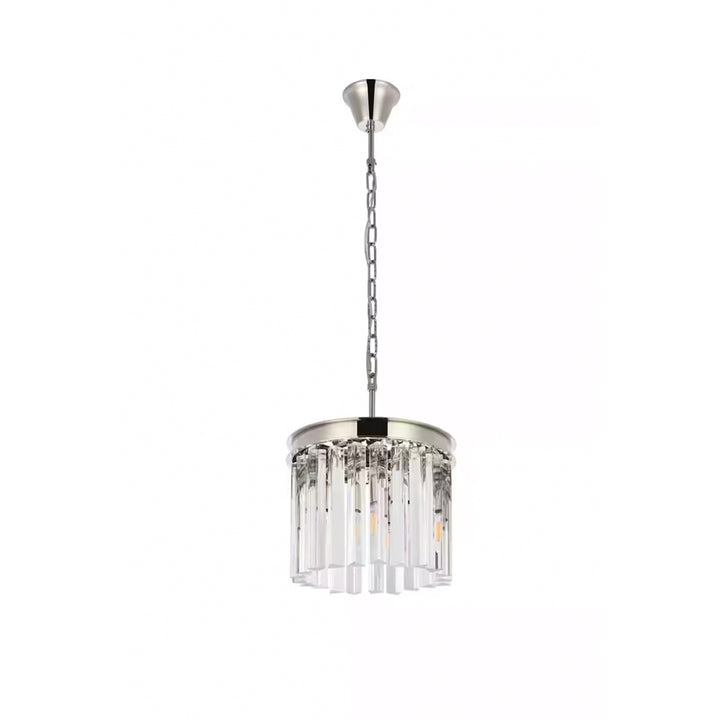 3 light polished nickel Pendant Clear Royal Cut Crystal - View 3 - Joshua Marshal