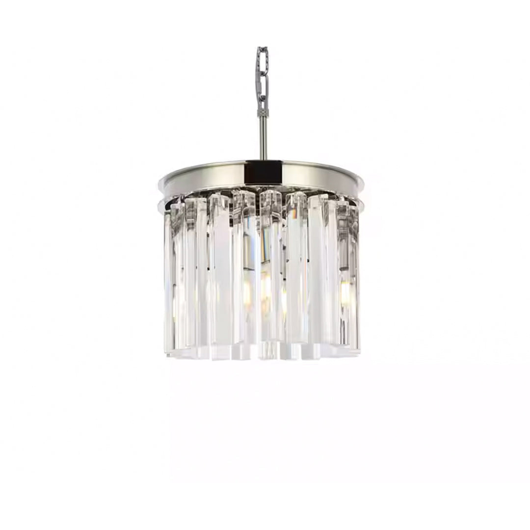 3 light polished nickel Pendant Clear Royal Cut Crystal - View 4 - Joshua Marshal