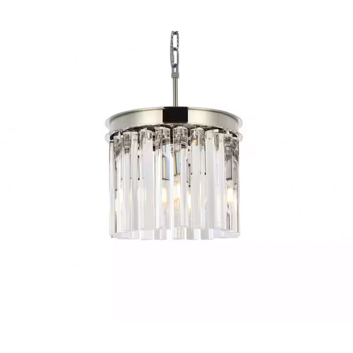 3 light polished nickel Pendant Clear Royal Cut Crystal - View 4 - Joshua Marshal
