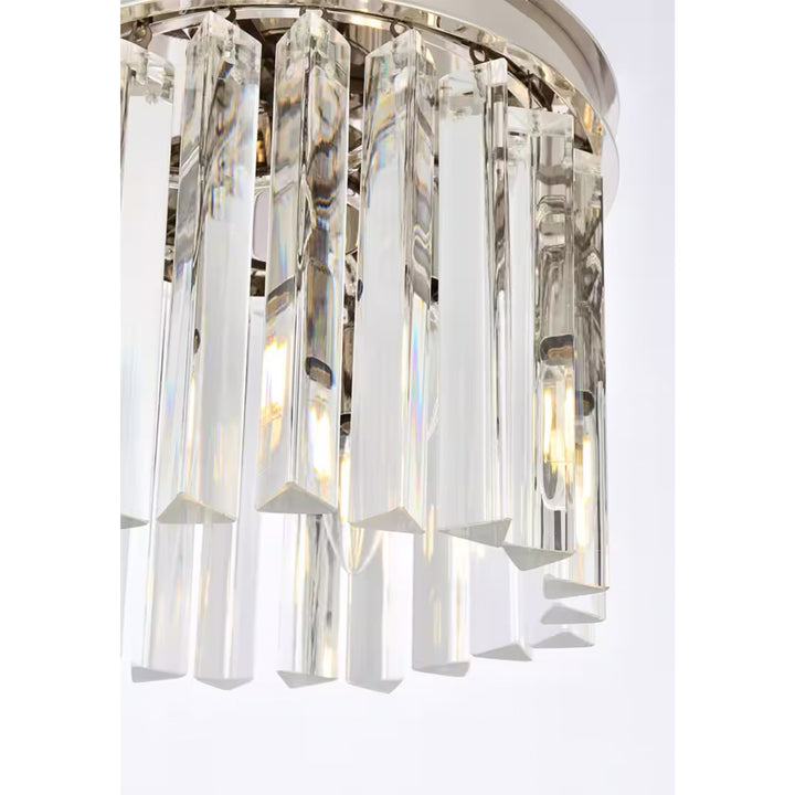 3 light polished nickel Pendant Clear Royal Cut Crystal - View 5 - Joshua Marshal