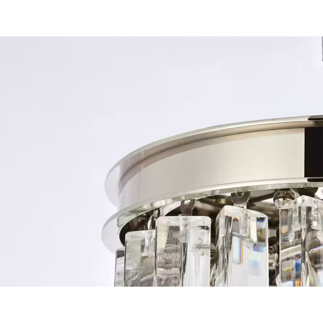3 light polished nickel Pendant Clear Royal Cut Crystal - View 6 - Joshua Marshal