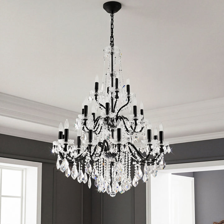 24 light Dark Bronze Chandelier Clear Royal Cut Crystal Dark Bronze Finish - LIGHTING by Joshua Marshal