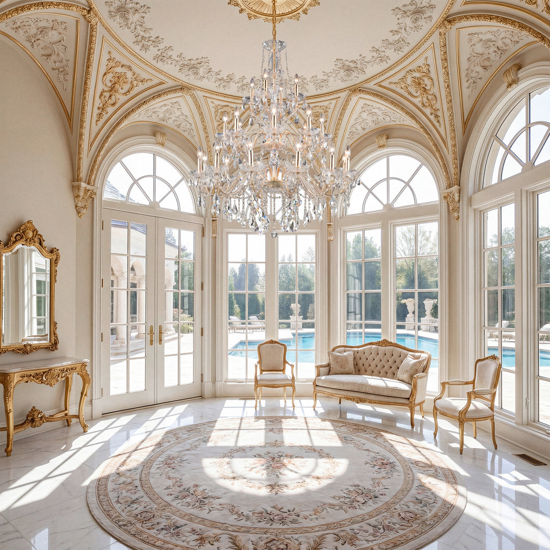 24 light Gold Chandelier Clear Royal Cut Crystal - View 2 - Joshua Marshal