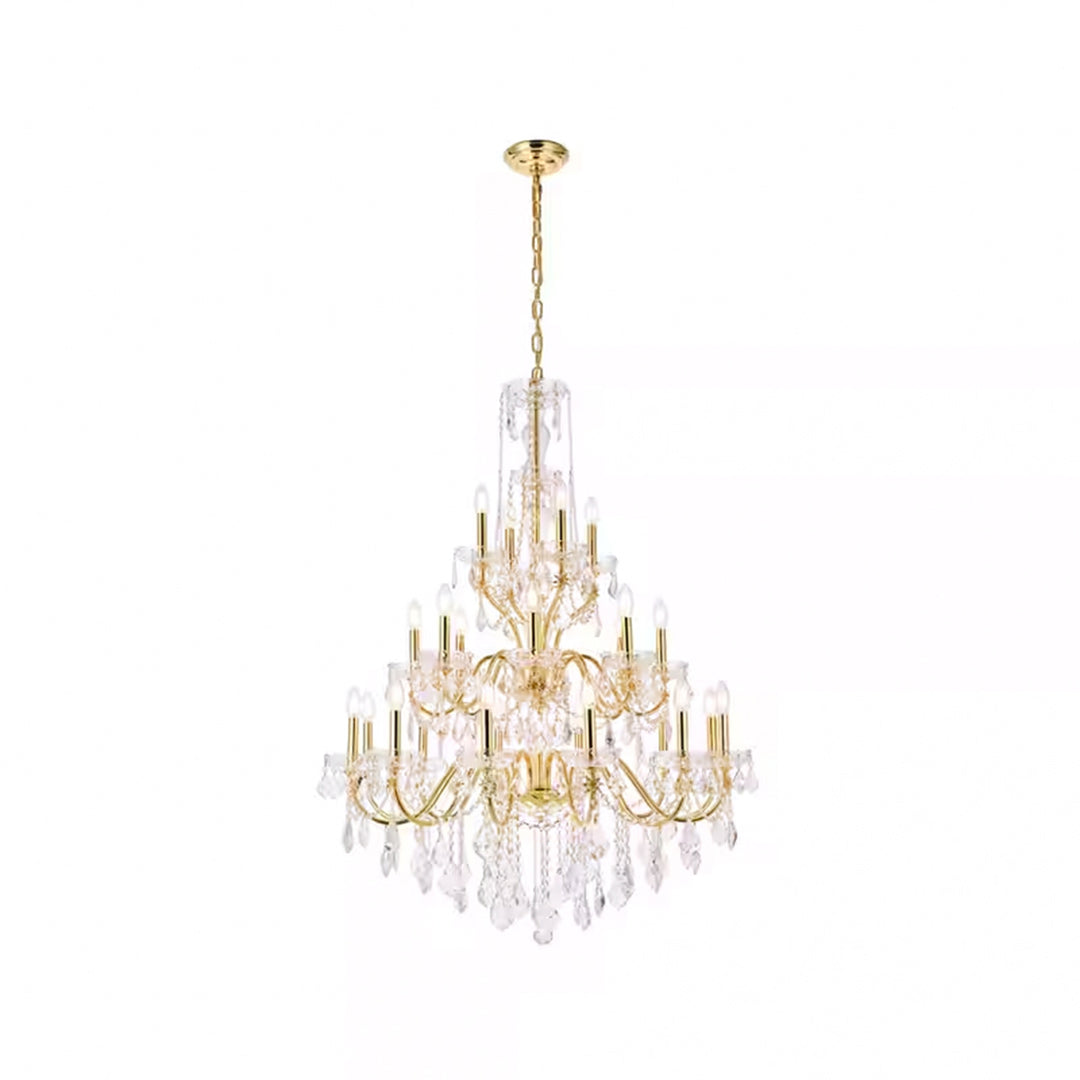 24 light Gold Chandelier Clear Royal Cut Crystal - View 3 - Joshua Marshal