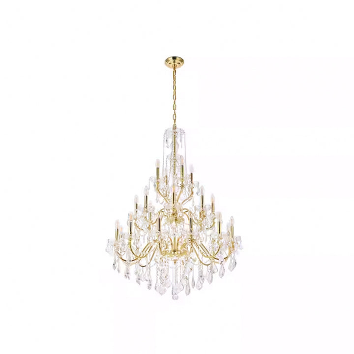24 light Gold Chandelier Clear Royal Cut Crystal - View 4 - Joshua Marshal