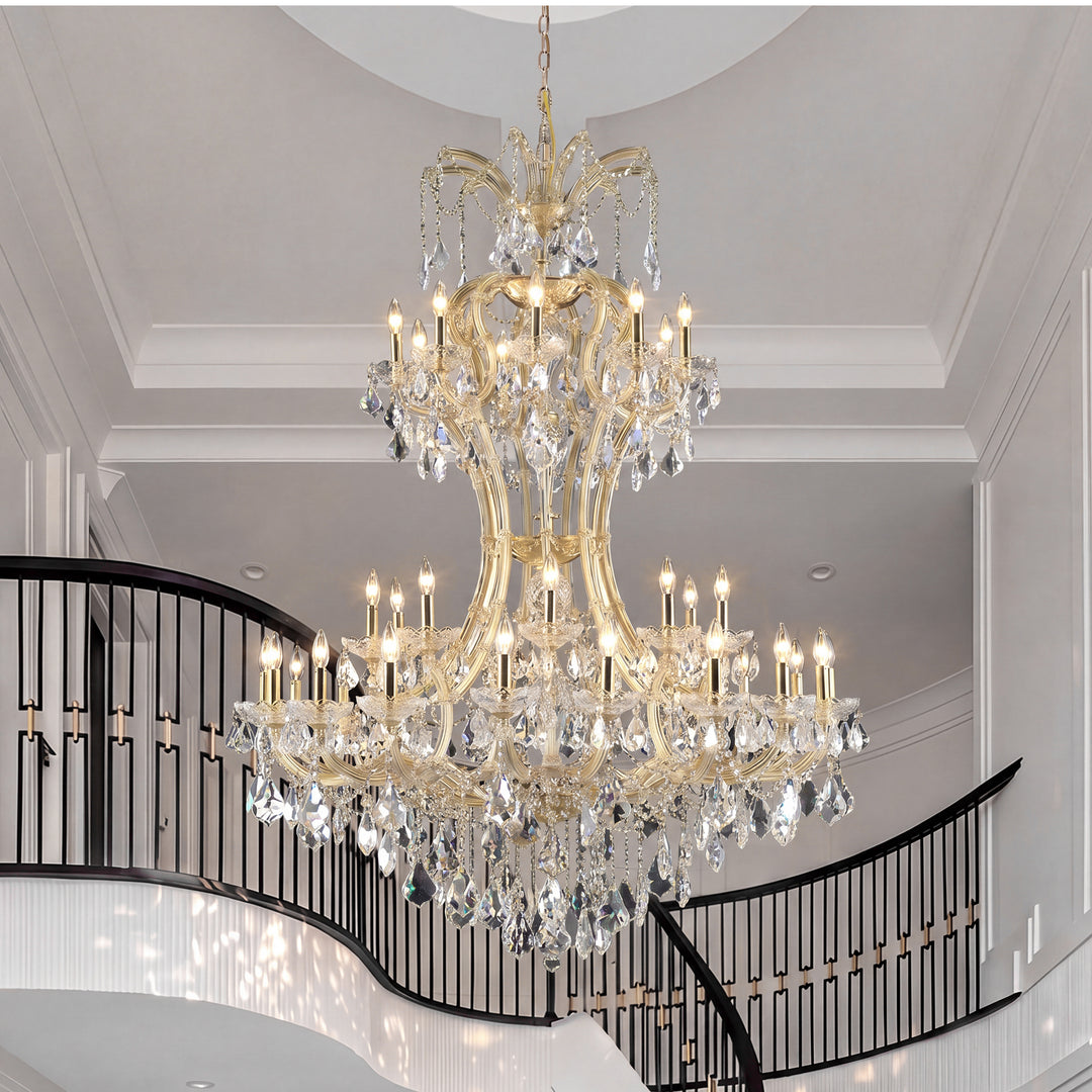 36 light Gold Chandelier Clear Royal Cut Crystal Gold Finish - LIGHTING by Joshua Marshal