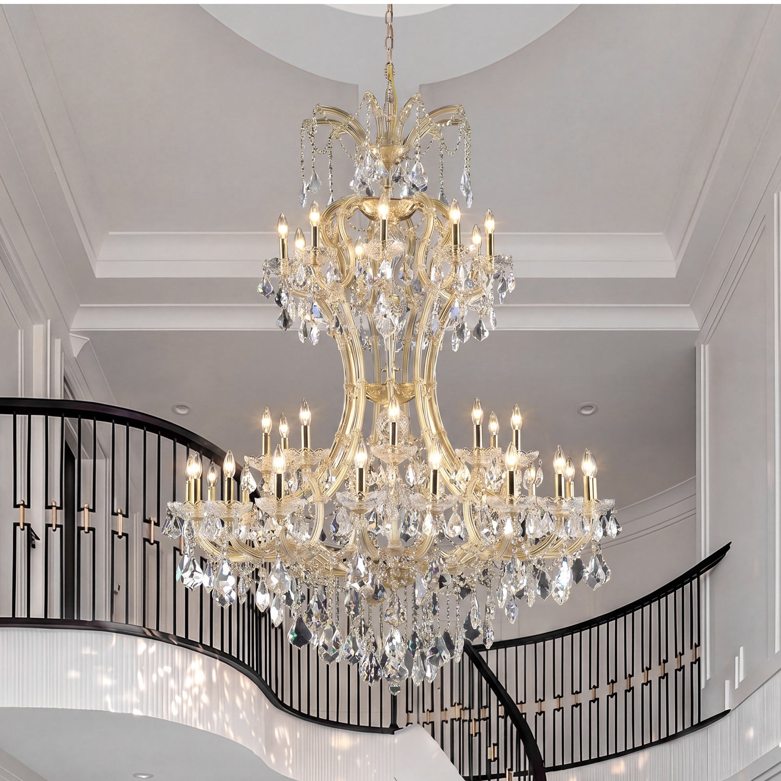 36 light Gold Chandelier Clear Royal Cut Crystal Gold Finish - LIGHTING by Joshua Marshal