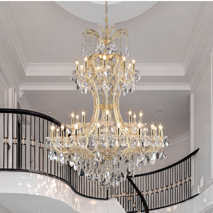 36 light Gold Chandelier Clear Royal Cut Crystal Gold Finish - LIGHTING by Joshua Marshal