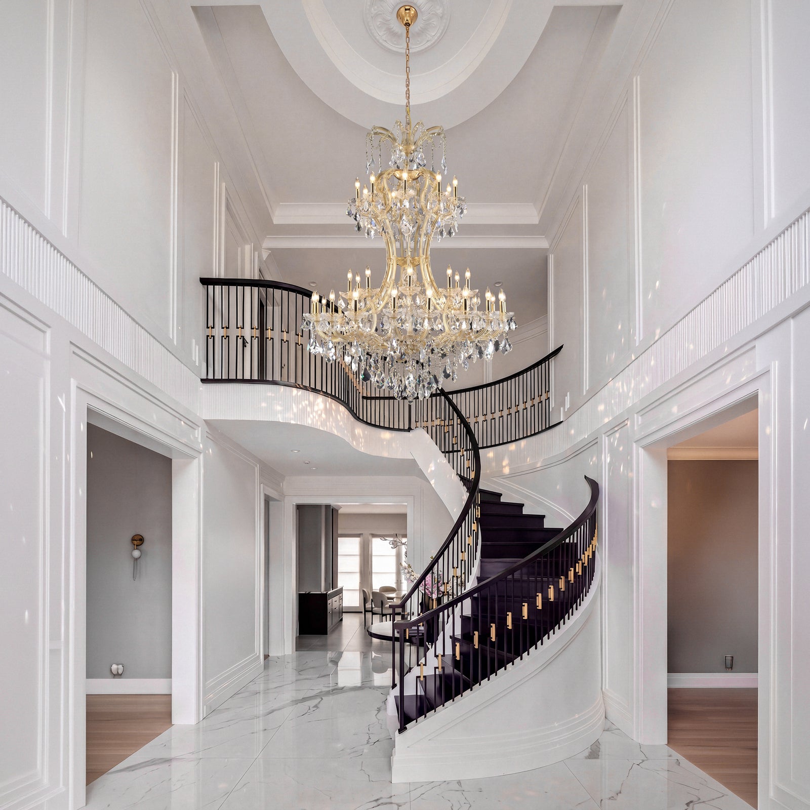 36 light Gold Chandelier Clear Royal Cut Crystal - View 2 - Joshua Marshal