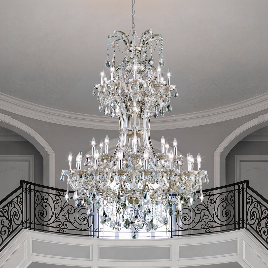 36 light Golden Teak Chandelier Golden Teak (Smoky) Royal Cut Crystal Golden Teak Finish - LIGHTING by Joshua Marshal