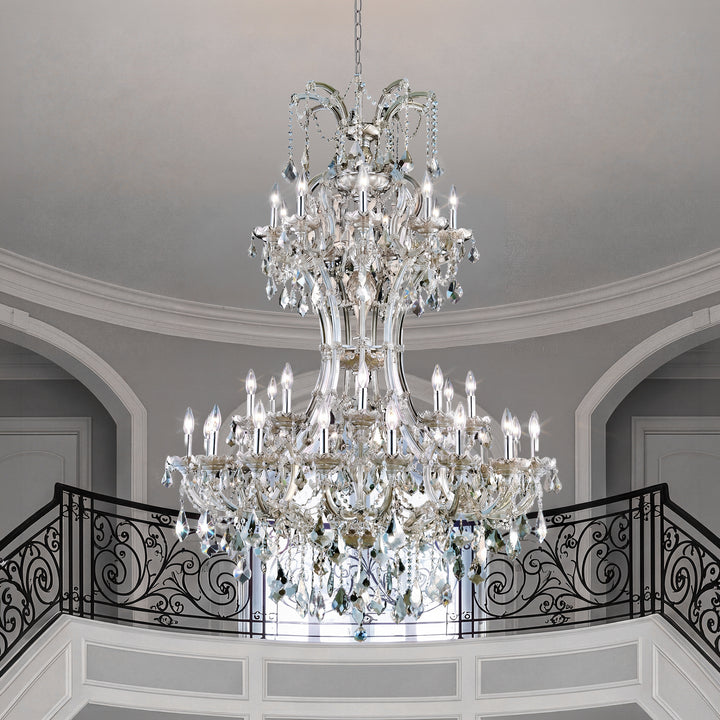 36 light Golden Teak Chandelier Golden Teak (Smoky) Royal Cut Crystal Golden Teak Finish - LIGHTING by Joshua Marshal