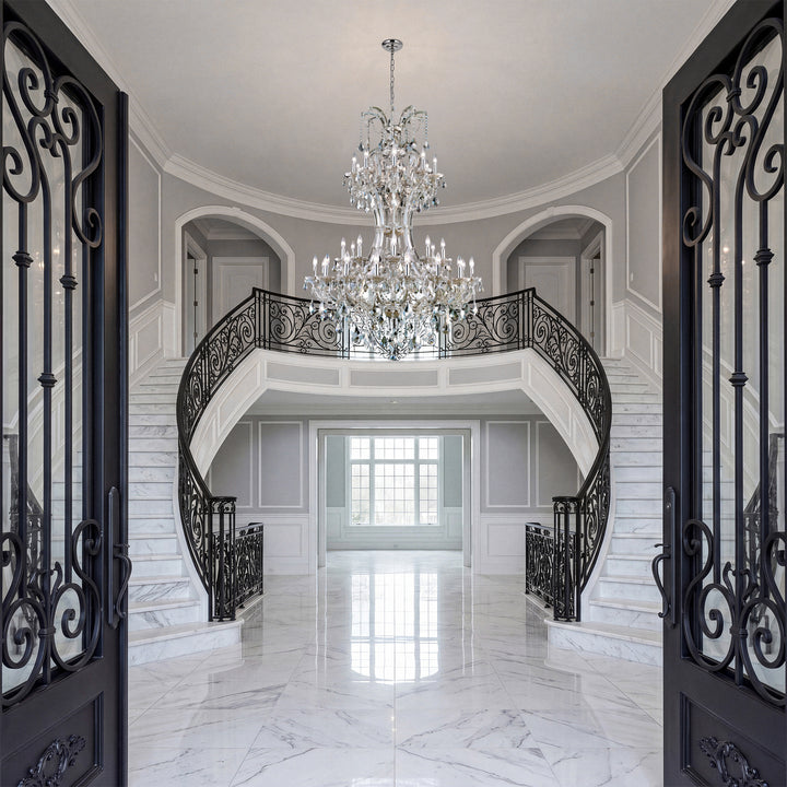 36 light Golden Teak Chandelier Golden Teak (Smoky) Royal Cut Crystal - View 2 - Joshua Marshal