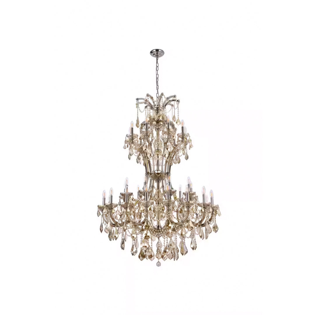36 light Golden Teak Chandelier Golden Teak (Smoky) Royal Cut Crystal - View 3 - Joshua Marshal