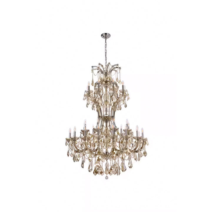 36 light Golden Teak Chandelier Golden Teak (Smoky) Royal Cut Crystal - View 3 - Joshua Marshal