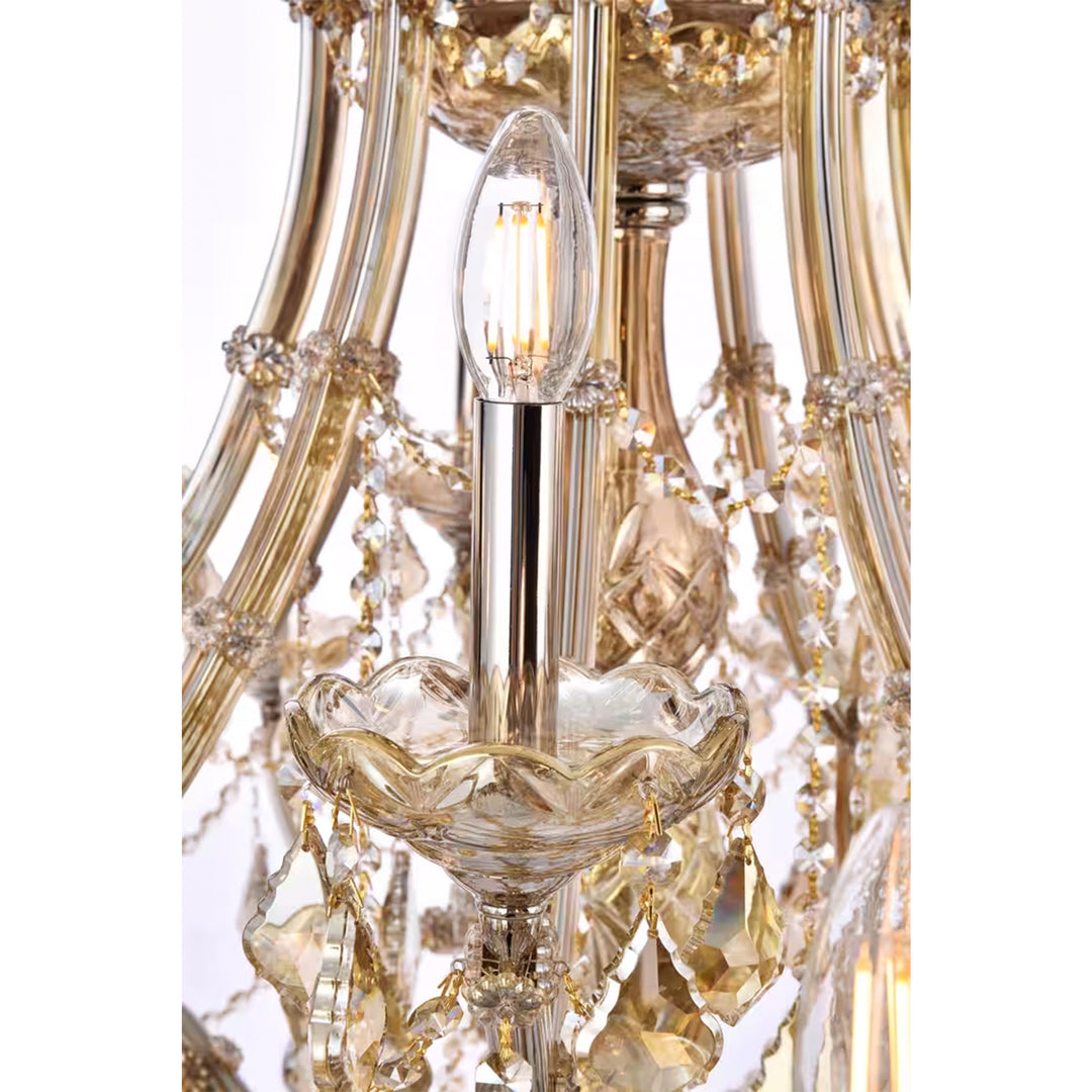 36 light Golden Teak Chandelier Golden Teak (Smoky) Royal Cut Crystal - View 5 - Joshua Marshal