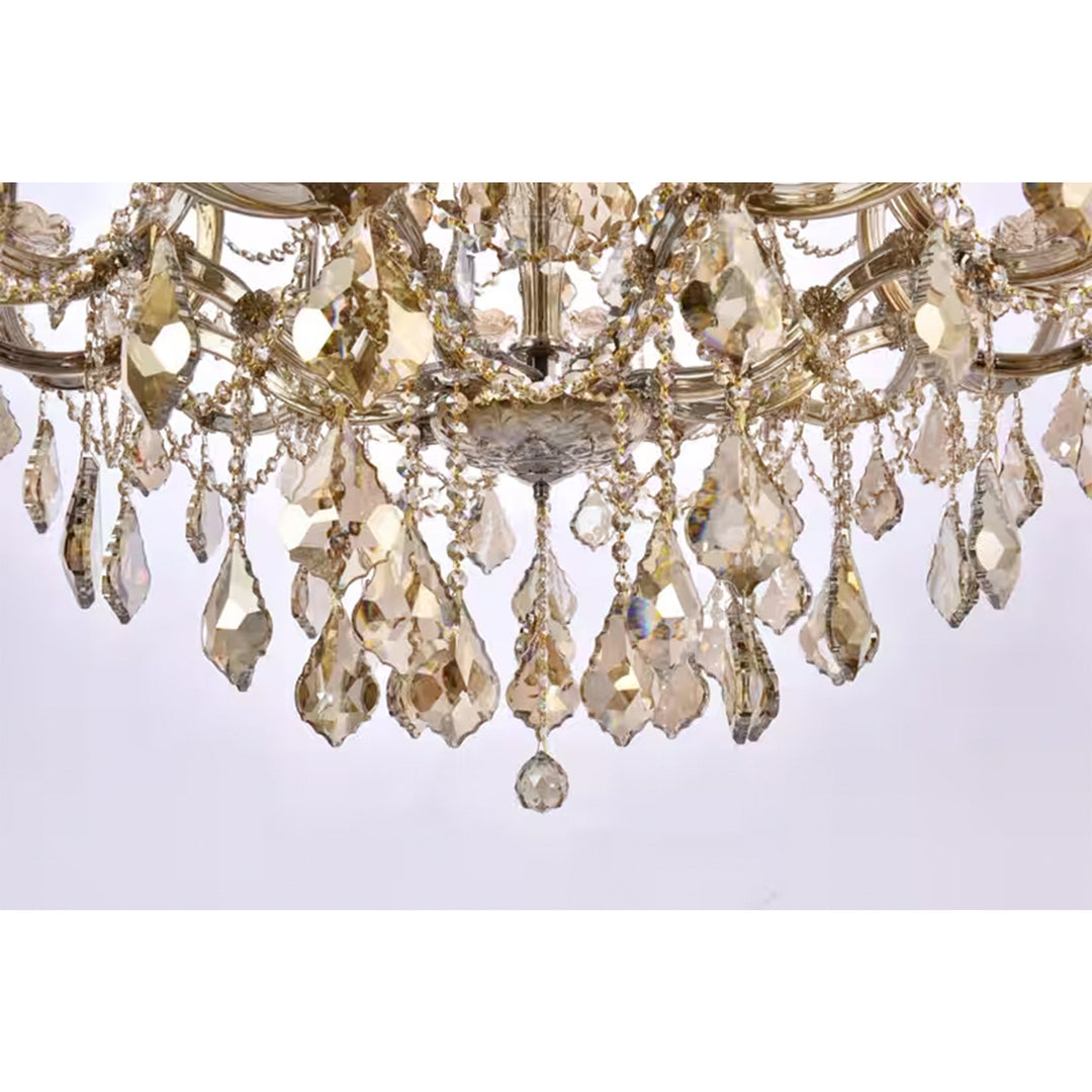 36 light Golden Teak Chandelier Golden Teak (Smoky) Royal Cut Crystal - View 6 - Joshua Marshal