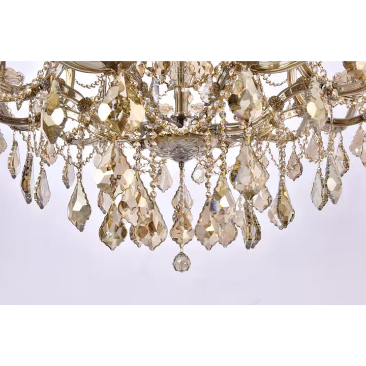 36 light Golden Teak Chandelier Golden Teak (Smoky) Royal Cut Crystal - View 6 - Joshua Marshal