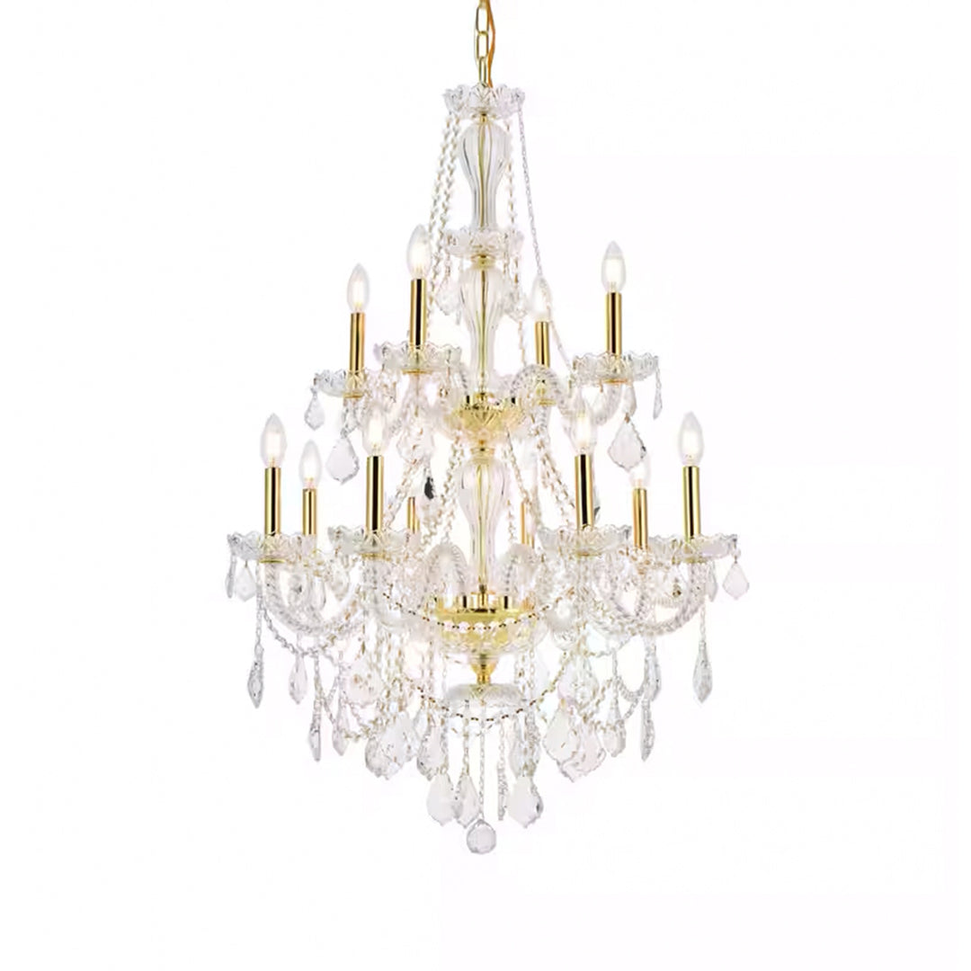 12 light Gold Chandelier Clear Royal Cut Crystal - View 5 - Joshua Marshal