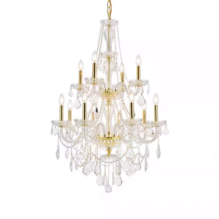 12 light Gold Chandelier Clear Royal Cut Crystal - View 5 - Joshua Marshal