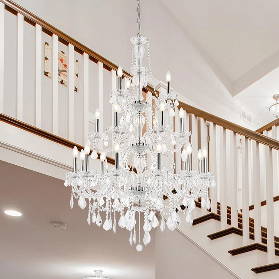 21 light Chrome Chandelier Clear Royal Cut Crystal Chrome Finish - LIGHTING by Joshua Marshal