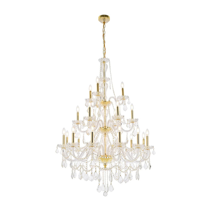 21 light Gold Chandelier Clear Royal Cut Crystal - View 3 - Joshua Marshal