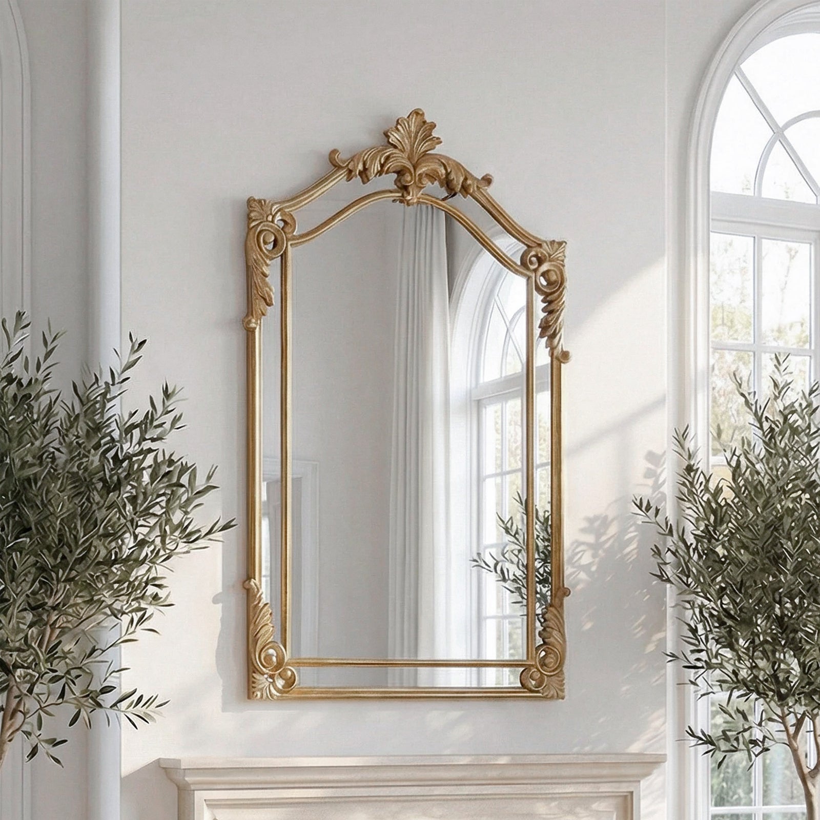 30 in. Contemporary Mirror in gold leaf Clear Finish - DECOR by Joshua Marshal